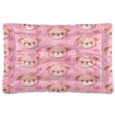 Imagem de Wassud Cama de urso fofo para cães pequenos, lavável, impermeável, para viagem, tapete portátil para gatos com fundo antiderrapante para ambientes internos e para dormir 45 x 61 cm