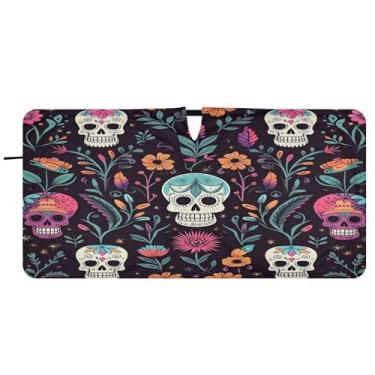 Imagem de CEBUGI Para-brisa de carro dobrável, guarda-sol com caveiras fofas para janela de carro, guarda-chuva, para-brisa frontal, para-sol para acessórios de carro, bloqueador solar reflexivo para carro, P