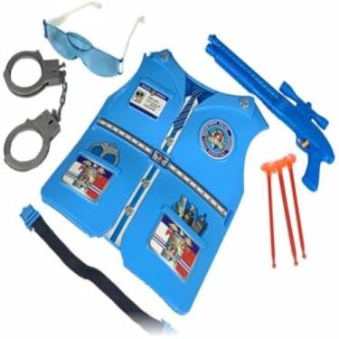 Imagem de Kit completo policial para criancas, azul com acessorios, divertido, incrivel