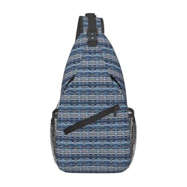 Imagem de SKKNT Mochila transversal azul polinésia maori tribal estampa masculina feminina diagonalmente mochila tiracolo viagem uso diário caminhadas