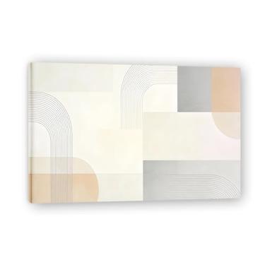 Imagem de Arte em tela minimalista horizontalista simplificada: Serenidade tons neutros grande área em branco para decoração de espaço calmo 20 x 30 cm emoldurado