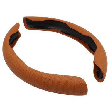 Imagem de Hordion 2 peças de capa de volante de carro, protetor de volante segmentado, antiderrapante e respirável, acessórios interiores de carro para a maioria dos veículos SUV Truck, marrom