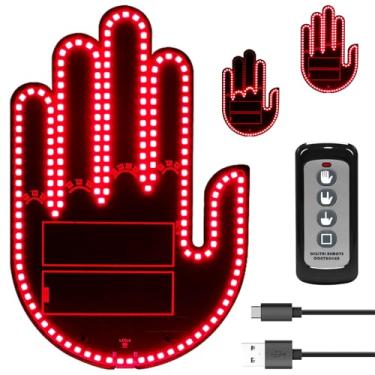 Imagem de DIBMS Luz de gestos manuais com porta USB com controle remoto, luz de LED divertida com luz de sinalização para janela traseira do carro, caminhão, off-road, vermelho