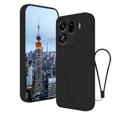Imagem de Anlalish Capa compatível com Oppo Find X9 Pro com suporte, capa de telefone de silicone para Oppo Find X9 Pro com cordão de pulso (preto)