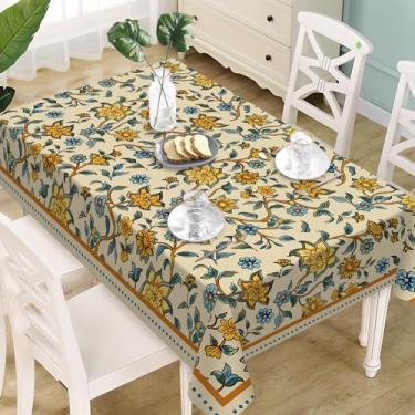 Imagem de Livcoz Toalha de mesa retangular floral vintage 152 x 213 cm, toalha de mesa de jantar decorativa pastoral floral retrô, toalha de mesa de jantar botânica para piquenique e festa