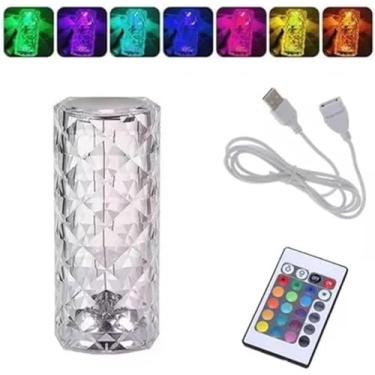 Imagem de Luminária Cristal de Mesa Touch 16 Cores Controle de Lâmpada Por Toque Com Controle Remoto Quarto Cabeceira Sala