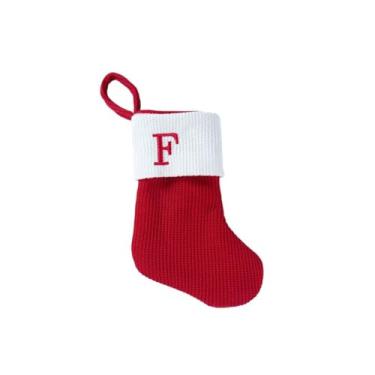 Imagem de Meias de Natal com iniciais, monograma grande de 23 cm, meia de Natal, decorações para pendurar na lareira para festa de família