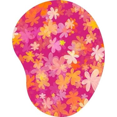 Imagem de Mouse Pad Ergonômico Gota Flores Abstratas Rosa Laranja