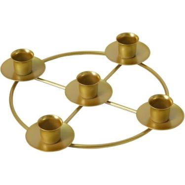 Imagem de Castiçais dourados elegantes - suporte de metal redondo para guirlanda do advento, decoração de casa, jantar, sala de estar, quarto, casa de fazenda, festa de Natal, restaurante, bar. (A)