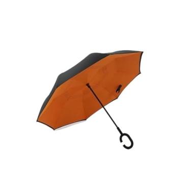 Imagem de Guarda Chuva Invertido Tecido Duplo Impermeável Reforçado Contra Guarda-Chuva Para Carro(Orange)