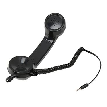 Imagem de Estink Retro Handset Telefone Vintage Receptor de Telefone Clássico Fone de Ouvido para Celular Com Plug 3.5mm para Smartphones Computadores Cabo Espiral 1m (Preta)