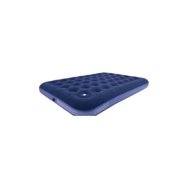 Imagem de Colchão Inflável Casal em PVC, Azul, 191x131x22cm, Superfície Aveludada, Dobrável e Portátil, para Camping e Casa