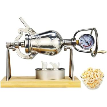 Imagem de Máquina manual de pipocas de alta pressão amplificador de cereais de aço inoxidável 304 mini pipoca nostálgica retrô com alça