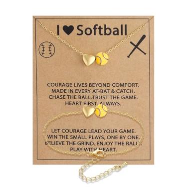 Imagem de Kingdder Conjunto de 3 peças de colar esportivo feminino de vôlei, tênis, softball, joias ajustáveis, presentes de Natal para jogadores, One size, latão hipoalergênico, Sem Pedra Preciosa