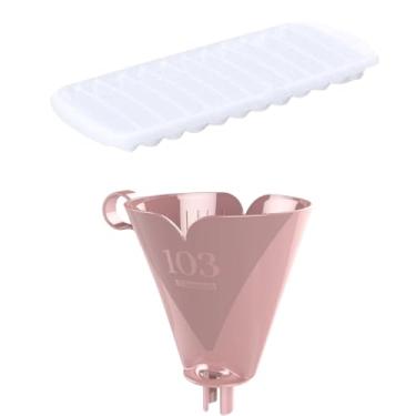Imagem de Conjunto de 1 Suporte para Filtro de Café 103 Rosa + 1 Forma de Gelo em Cubos Plastica Branca