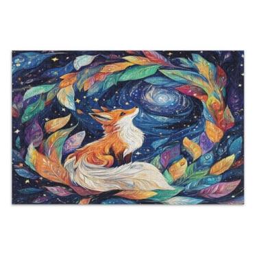 Imagem de Quebra-cabeças Dreamy Fox Galaxy de peças grandes com letras nas costas 1000 peças para adultos