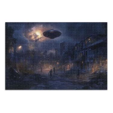 Imagem de Quebra-cabeças Abandoned City Under UFO para adultos com letras nas costas 1000 peças para adultos