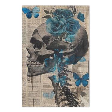 Imagem de Quebra-cabeça de caveira rosas azuis com letras nas costas 1000 peças para adultos