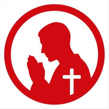 Imagem de Adesivo de Recorte - Fé Silhueta Homem Rezando - Decoração Religiosa para Parede Lisa, portas, carros, notebooks (VERMELHO, 44X44 CM)