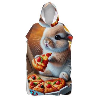 Imagem de TSENQUE Roupão de coelho fofo trocador de animais para adultos, poncho de surfe, reutilizável, para mulheres, toalhas de banho com capuz