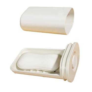 Imagem de BAFOVY Caixa de Sabão de Viagem, Recipiente à Prova de Vazamento de Silicone Com Bandeja de Drenagem, Suporte Portátil para Sabão No Chuveiro, Academia, Viagem (Branco leitoso)