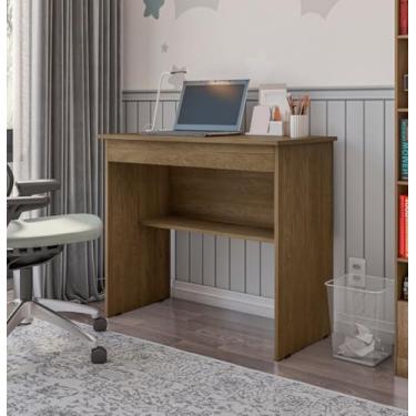 Imagem de Escrivaninha Compacta com Gaveta e Prateleira – Mesa para Home Office e Estudo (Canela)