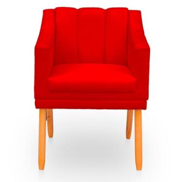Imagem de Poltrona para Sala Moderna e Reforçada - Estofada em Suede Confortável, Ideal para Ambientes Domésticos (Vermelho)