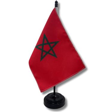 Imagem de Bandeira de Mesa Marrocos, Decorativa, Dupla Face, Multicolorido, 19x13cm, Base e Haste Preta, Escritório e Eventos, Tecido Oxford