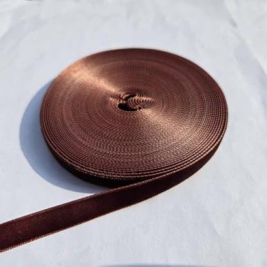 Imagem de FAYADA Fita de veludo de café vintage 10 m para árvore de Natal, embrulho de presente, buquê de flores, decorações de guirlanda, fabricação de laço, costura (café, 9,5 cm)