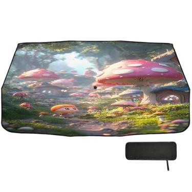 Imagem de Guarda-sol floresta cogumelos desenhos animados para pára-brisas de carro proteção de isolamento térmico para pára-brisa de caminhão 147.3 cm x 75.4 cm