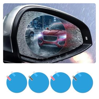 Imagem de Pacote com 4 películas para espelho retrovisor de carro à prova de chuva - Adesivo HD Nano anti-embaçamento antirreflexo à prova d'água