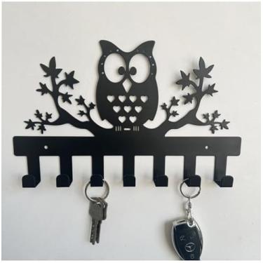 Imagem de Porta-chaves para ganchos de parede, organizador de 7 ganchos, suporte para chaves montado na parede com parafusos e âncoras, decoração de metal para parede de casa doce para entrada, porta da frente