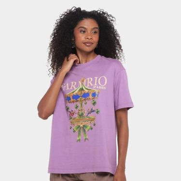 Imagem de Camiseta Farm Media Carrossel Paris Feminina, Lilás, G