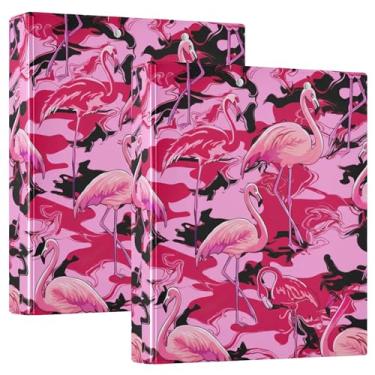 Imagem de Fichários personalizados lindos flamingos rosa de 3,8 cm, 3 anéis, 200 folhas, pastas, portfólio, anel redondo, fichário de escritório, 31,5 x 27 x 6 cm, 1 pacote