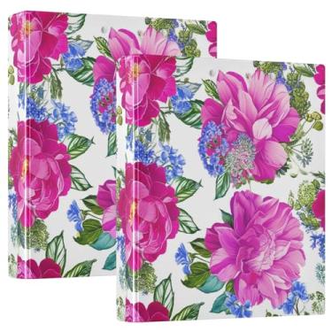 Imagem de Fichários personalizados, roxo, rosa, floral, branco, 3 polegadas, 3 argolas, 200 folhas, caderno, fichário, 31,5 x 27 x 6 cm, 1 pacote