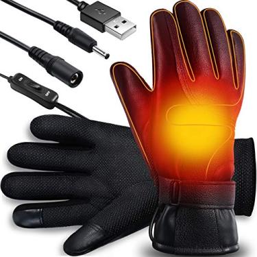 Imagem de Luvas aquecidas por USB, luvas de aquecimento com tela sensível ao toque, luvas térmicas à prova d'água, luvas térmicas unissex para pesca ao ar livre, motociclismo, caminhadas, ciclismo, trabalho e esqui (1 par)