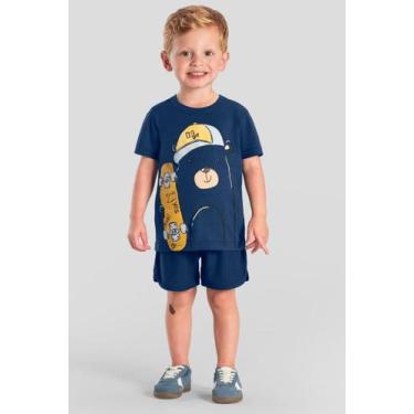 Imagem de Camiseta infantil menino de ursinho Brandili, 3, Azul