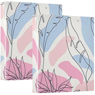 Imagem de Fichários personalizados geométricos coloridos rosa de 3 cm com 3 anéis para guardar 200 folhas, fichário de carteira de impressão fofo, anel redondo, fichário de escritório, 31,5 x 27 x 6 cm, pacote
