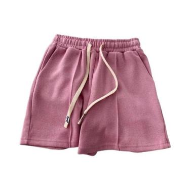 Imagem de Shorts Estilo Harajuku Cinza Com Cintura Elástica Para Meninas Calças 