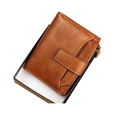 Imagem de Carteira masculina nova couro curto vintage multi-cartão couro pu pop 