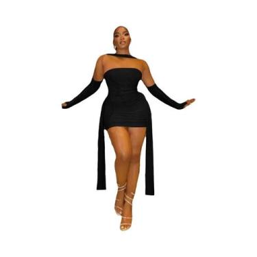 Imagem de Vestido Sexy Transparente Com Pregas Para Mulheres, Estilo Coquette, R