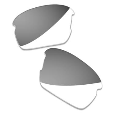 Imagem de LenzProse Lentes de reposição polarizadas de 1,5 mm para óculos de sol Oakley Flak XS OJ9005 59 mm, antiarranhões | Ajuste perfeito, Claro a preto fotocromático não polarizado - 1,5 mm, 59mm