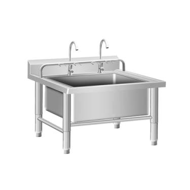 Imagem de Balde de esfregão utilitário interno e externo, pia de esfregão comercial, pia/lavatório de esfregão de montagem no chão, bacia de serviço de esfregão de aço inoxidável, pia de lavanderia, com