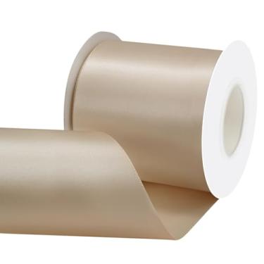 Imagem de Rilisili Fita de cetim caramelo 7,6 cm 15 metros fitas de cetim de poliéster dupla face para embrulho de presente, artesanato, casamentos, convites, buquê de flores, decoração de casa, costura