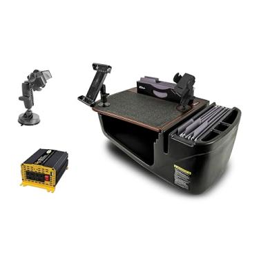 Imagem de AutoExec Mesa de carro Efficiency FileMaster para sua estação de trabalho de veículos e escritório móvel, mogno, com suporte de impressora e suporte de telefone com sucção