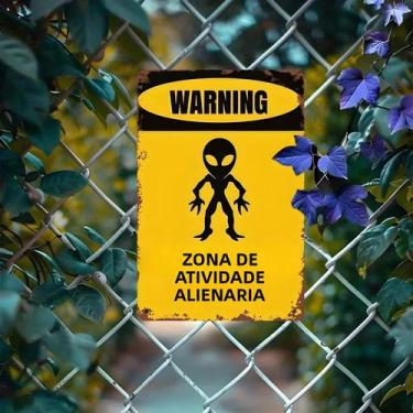 Imagem de 1pc retro metal estanho sinal- "Alien Activity Zone "7.87x11.81" humor