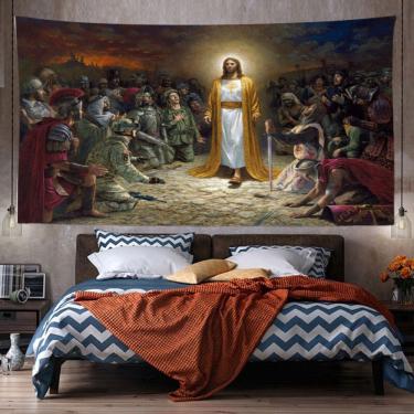 Imagem de Decoração de tapeçaria para pendurar na parede Jesus Anime 150x150cm