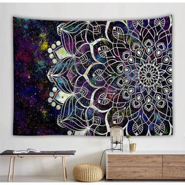 Imagem de Microtecido de parede de flores de tapeçaria Mandala 150x150cm