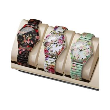 Imagem de Conjunto De Relógios De Pulso Femininos Com Estampa Floral, Relógio Ca