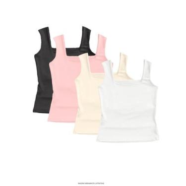 Imagem de Kit 4 Regata Lisa Confortável Moda Blogueira Verão - Grupo Blitz, Pret